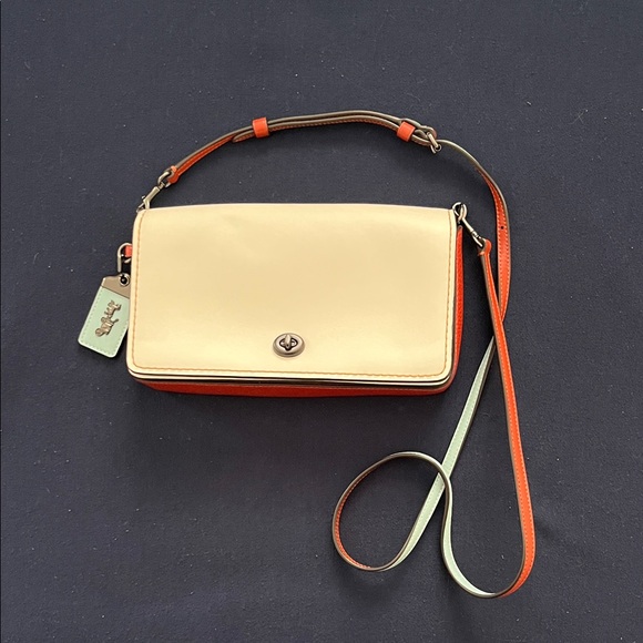 Cream, Reddish Brown, and Light Blue Women's Bag - Picture 1 of 6